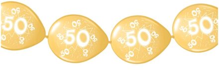 Folat Ballonnenslinger leeftijd 50 jaar - 3 meter - goud - latex - verjaardag thema versiering