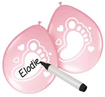 Folat Beschrijfbare ballonnen - 12x - geboorte meisjes - roze - feestballonnen met schrijfvlak