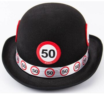 Folat bolhoed 50 jaar 20,5 x 11 cm polyester zwart one-size