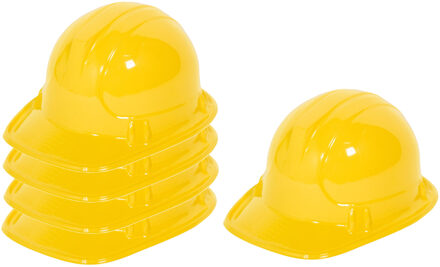 Folat Carnaval verkleed bouwhelm - 8x - geel - voor kinderen - kunststof - bob bouwer