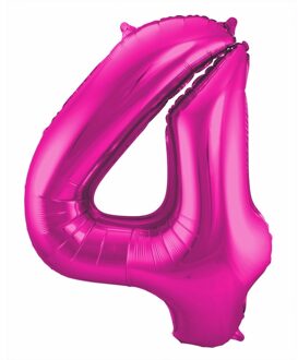 Folat Cijfer 4 ballon roze 86 cm - Ballonnen