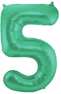 Folat Cijfer 5 Mat groen Helium 86cm