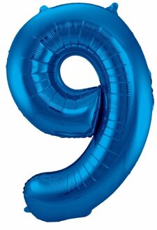 Folat Cijfer 9 ballon blauw 86 cm - Ballonnen