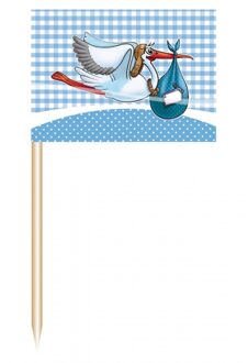 Folat Cocktailprikkers geboorte jongen - 100x stuks - prikkertjes - kraamversiering/babyshower