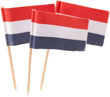 Folat Cocktailprikkers/prikkertjes - vlag Nederland - 100x stuks - 13 cm - Holland supporters