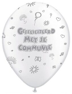 Folat Communie ballonnen - 8 stuks - parelwit - 30 cm Multi