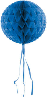 Folat Decoratie bol - blauw - 30 cm - crepe papier - versiering - feestversiering
