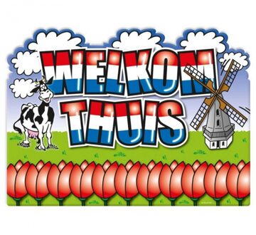 Folat Deurbord welkom thuis - 47 x 35 cm - karton - deurversiering - Feestartikelen en versiering