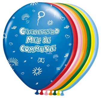 Folat Feest ballonnen - communie thema - 8x stuks - feestversiering Multi