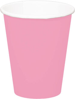Folat Feest drinkbekers - 24x stuks - roze - papier - 350 ml - verjaardag/party