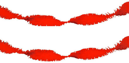 Folat Feest/verjaardag versiering - 2x - crepe slingers - rood - 24 mtr - papier - feestartikelen