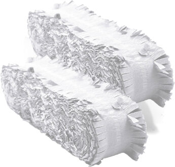 Folat Feest/verjaardag versiering - 2x - crepe slingers - wit - 24 mtr - papier - feestartikelen