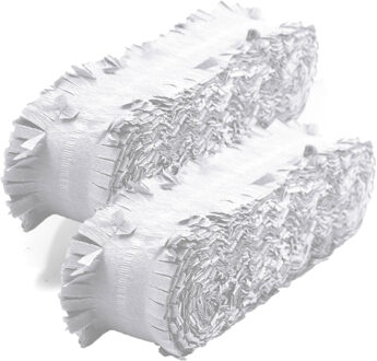 Folat Feest/verjaardag versiering - 3x - crepe slingers - wit - 24 mtr - papier - feestartikelen
