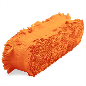Folat Feest/verjaardag versiering - crepe slingers - oranje - 24 mtr - papier - feestartikelen