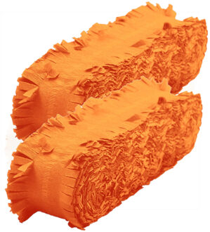 Folat Feest/verjaardag versiering crepe slingers - Set van 2x stuks - oranje - 24 meter - papier - Feestar