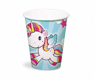 Folat feestbekers eenhoorn 250 ml 8 stuks Multikleur