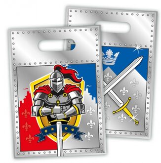Folat Feestzakjes Ridder thema - 8x - 23 x 17 cm - plastic - kinderfeestje - uitdeelzakjes