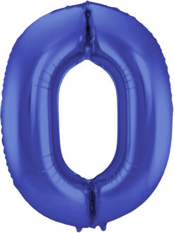 Folat Folie ballon van cijfer 0 in het blauw 86 cm Donkerblauw