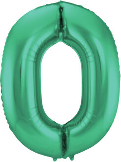 Folat Folie ballon van cijfer 0 in het groen 86 cm