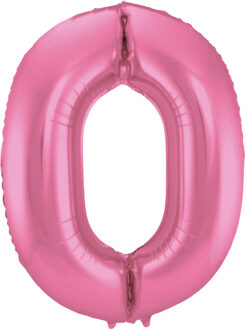 Folat Folie ballon van cijfer 0 in het roze 86 cm