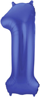 Folat Folie ballon van cijfer 1 in het blauw 86 cm
