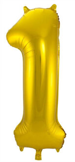 Folat Folie ballon van cijfer 1 in het goud 86 cm - Ballonnen Goudkleurig