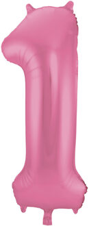 Folat Folie ballon van cijfer 1 in het roze 86 cm