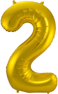 Folat Folie ballon van cijfer 2 in het goud 86 cm