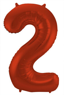 Folat Folie ballon van cijfer 2 in het rood 86 cm