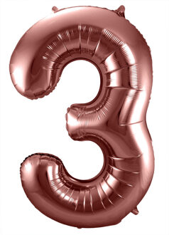 Folat Folie ballon van cijfer 3 in het brons 86 cm - Ballonnen Bruin