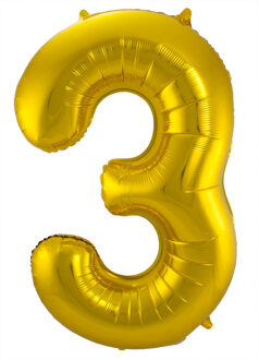 Folat Folie ballon van cijfer 3 in het goud 86 cm