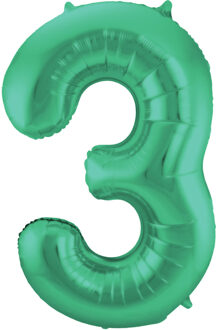Folat Folie ballon van cijfer 3 in het groen 86 cm