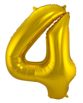 Folat Folie ballon van cijfer 4 in het goud 86 cm