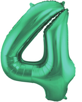 Folat Folie ballon van cijfer 4 in het groen 86 cm