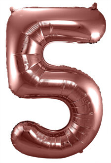 Folat Folie ballon van cijfer 5 in het brons 86 cm
