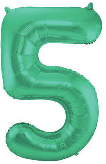 Folat Folie ballon van cijfer 5 in het groen 86 cm