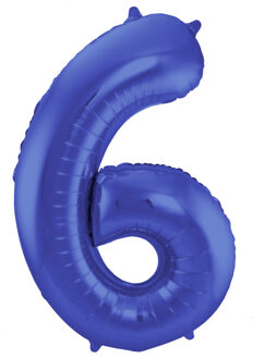 Folat Folie ballon van cijfer 6 in het blauw 86 cm - Ballonnen