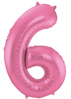 Folat Folie ballon van cijfer 6 in het roze 86 cm