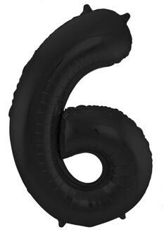 Folat Folie ballon van cijfer 6 in het zwart 86 cm