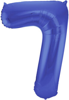 Folat Folie ballon van cijfer 7 in het blauw 86 cm - Ballonnen