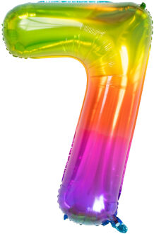 Folat Folie ballon van cijfer 7 in het multi-color 86 cm