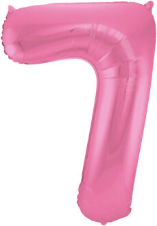 Folat Folie ballon van cijfer 7 in het roze 86 cm - Ballonnen