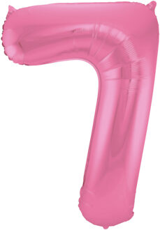 Folat Folie ballon van cijfer 7 in het roze 86 cm