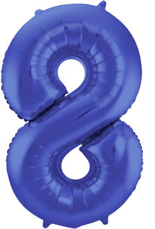 Folat Folie ballon van cijfer 8 in het blauw 86 cm