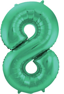 Folat Folie ballon van cijfer 8 in het groen 86 cm
