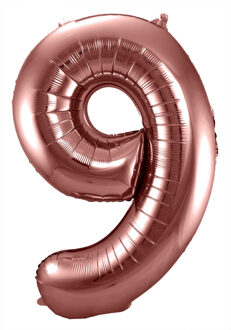 Folat Folie ballon van cijfer 9 in het brons 86 cm