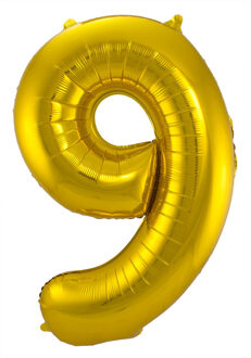 Folat Folie ballon van cijfer 9 in het goud 86 cm