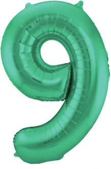Folat Folie ballon van cijfer 9 in het groen 86 cm