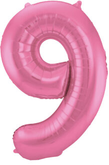 Folat Folie ballon van cijfer 9 in het roze 86 cm