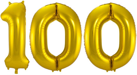 Folat Folie ballonnen - 100 jaar cijfer - goud - 86 cm - leeftijd feestartikelen - versiering